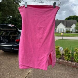 Pink mini dress with side slit